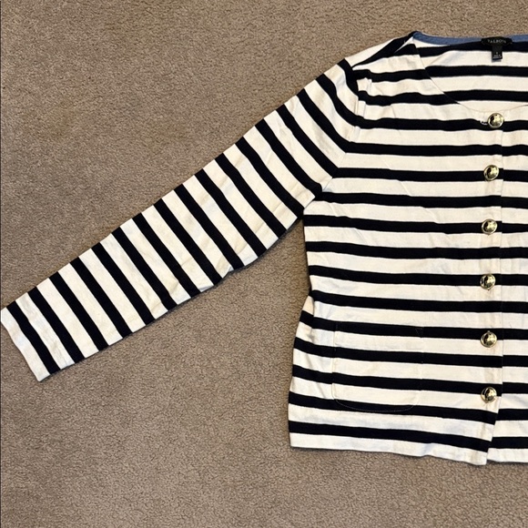 Talbots Navy and White Striped Button-Down Shirt - Picture 2 of 9